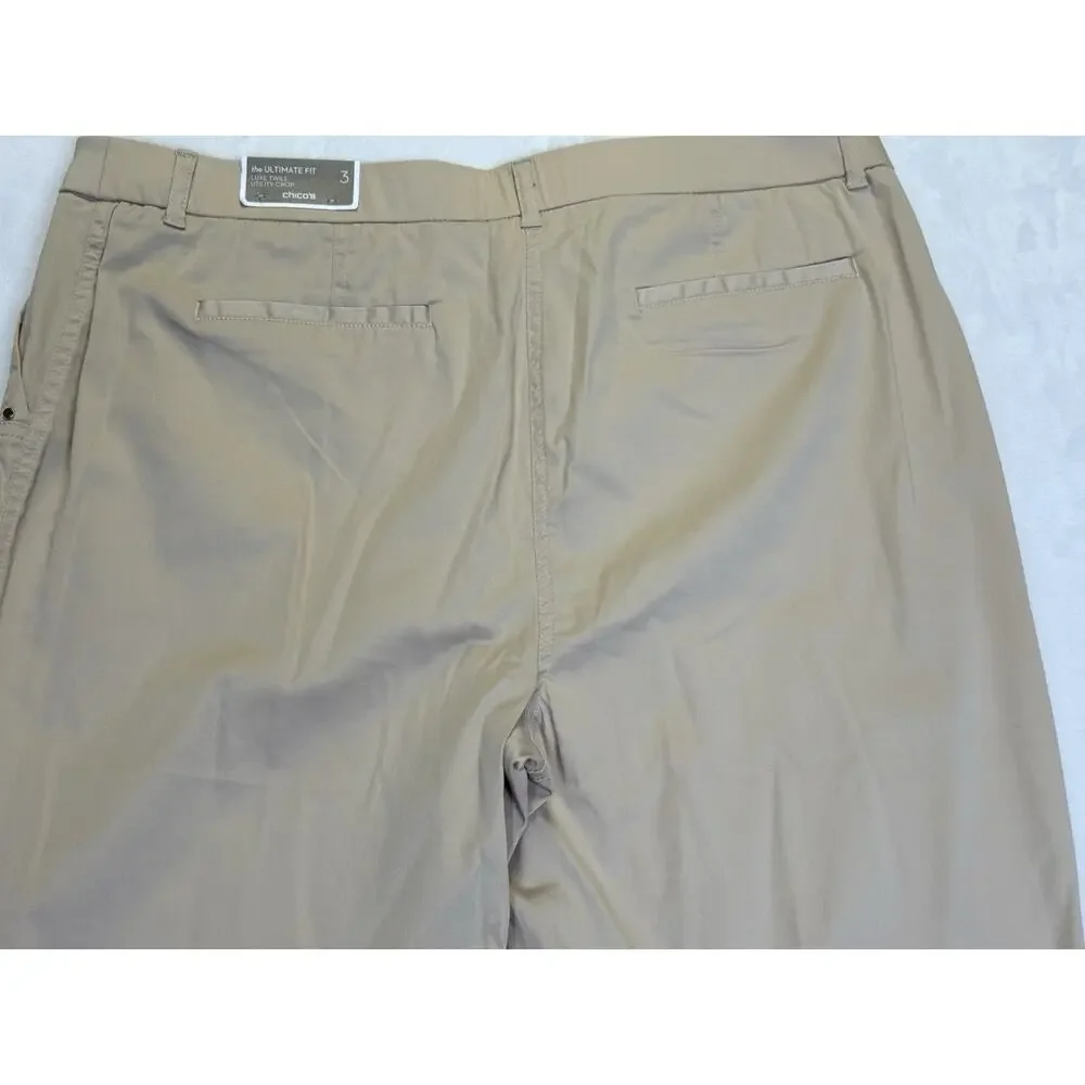 Chico’s Pants Women’s Sz 3 T XL 16 Luxe Twill Utility Basic Crop Khaki Tan NWT - Picture 5 of 15